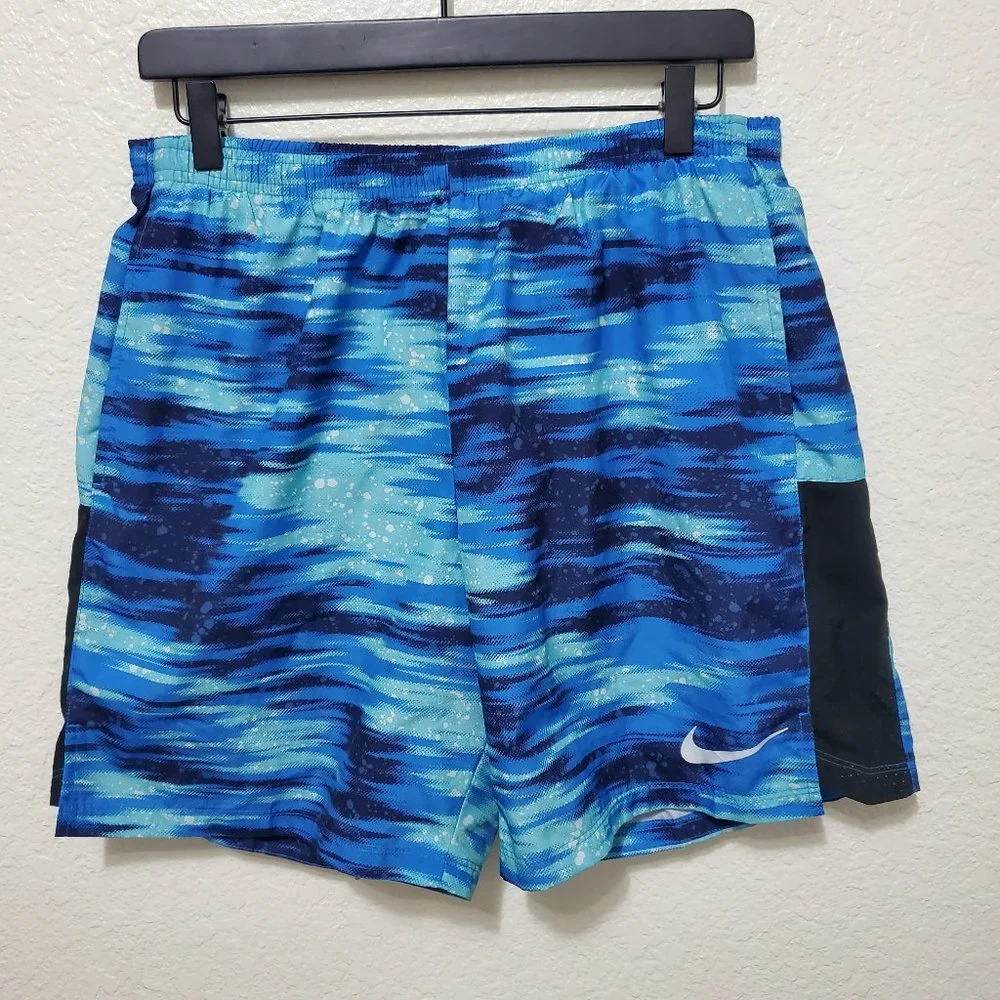 Nike swim shorts board shorts blue stripe geometric